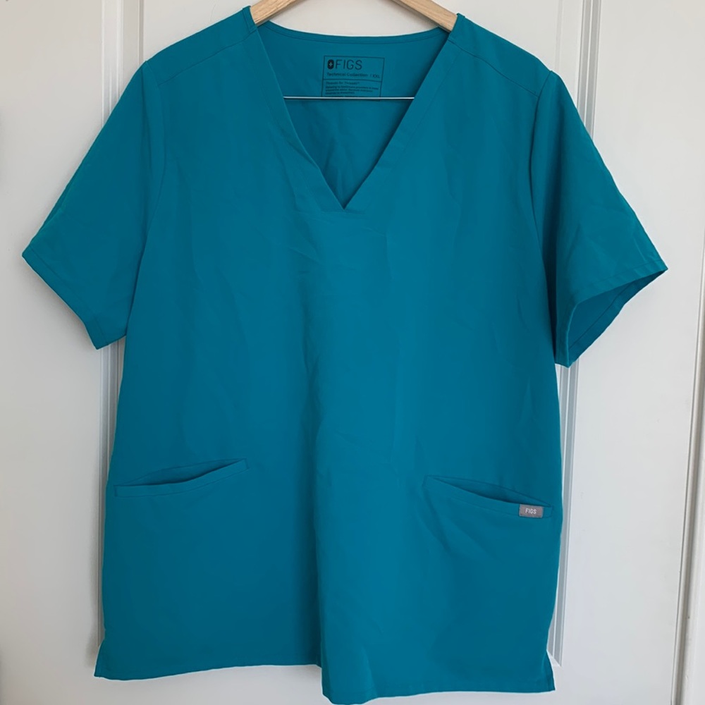 Figs Women’s Technical Collection V-neck Scrub Top Teal XXL